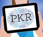 Pkr Currency Represents Pakistan Rupees And Exchange Stock Photo