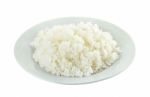 Rice With White Plated Isolated On The White Background Stock Photo