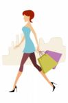 Lady With Shopping Bags Stock Photo