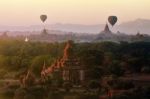 Sunrise Over Temples Of Bagan In Myanmar Stock Photo