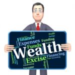 Wealth Word Shows Text Words And Worth Stock Photo