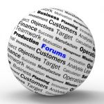 Forums Sphere Definition Means Online Discussion Or Global Commu Stock Photo