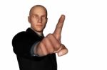 3d Rendering Of Businessman Pointing Finger Forward Stock Photo