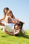 Happy Family in garden Stock Photo