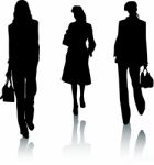 Silhouette Fashion Girls Stock Photo