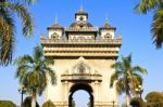 Patuxai Monument In Vientiane Capital Of Laos Stock Photo