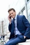 Smart Businessman Talking In His Mobile Phone Stock Photo