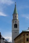 Ss Philip And Jacob Parish Church In Cortina D'ampezzo Stock Photo