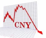 Cny Graph Negative Represents Foreign Exchange 3d Rendering Stock Photo