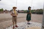 Student 11-12 Years Old, Scout Assembly, Teepangkorn Scout Camp In Samut Sakhon Thailand Stock Photo