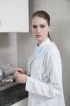 Female Medicine Doctor In Office Stock Photo