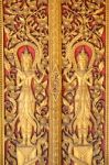 Gold Angels Stripes Thai Arts On Door Church Stock Photo