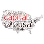 Usa State Map Tag Cloud  Illustration Stock Photo