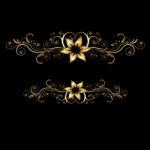 Swirly Floral With Golden Stock Photo