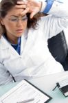 Female Doctor In Tension Stock Photo