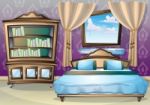 Cartoon  Illustration Interior Bedroom Stock Photo