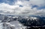 View From Sass Pordoi In The Upper Part Of Val Di Fassa Stock Photo