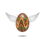 Easter Egg Fly Wing Realistic Color Design  Illustration Stock Photo