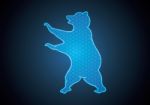 Bear Hexagonal Stock Market Blue Technology Background Stock Photo