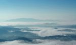 Landscape Of Mountain With The Clouds And Fog Stock Photo