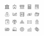 Simple Set Of Money And Bank  Thin Line Icons Stock Photo