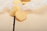 Heart Shaped Shortbread Valentine Cookies Stock Photo