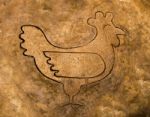 The Iron Pattern Line Of Chicken On Cement Floor Stock Photo