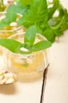 Arab Traditional Mint And Pine Nuts Tea Stock Photo