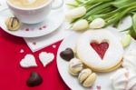 Valentine's Day Sweets Setup Stock Photo