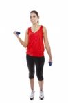 Woman Exercising With Weights Stock Photo