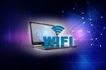 3d Illustration Wifi Symbol With Laptop Stock Photo