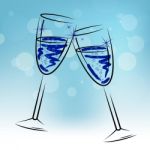 Champagne Glasses Means Beverage Fun And Congratulations Stock Photo