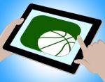 Basketball Online Represents Tablet Playing 3d Illustration Stock Photo