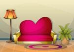 Cartoon  Illustration Interior Valentine Room With Separated Layers Stock Photo