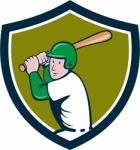 American Baseball Player Batting Crest Cartoon Stock Photo