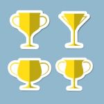 Trophy Cup Icon Set Stock Photo