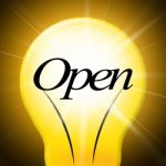 Lightbulb Open Represents Startup Lamp And Bright Stock Photo