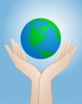 Care Earth By Our Hand Stock Photo