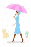 Lady In Rainy Day Stock Photo