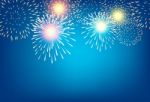 Golden Firework On Blue Background For Celebration Concept Stock Photo