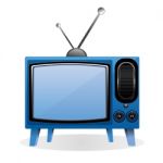 Blue Retro TV Stock Photo