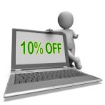 Ten Percent Off Monitor Means Deduction Or Sale Online
 Stock Photo