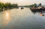 Kwai Yai River At Sunset Stock Photo