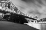 Story Bridge In Brisbane. Black And White Stock Photo