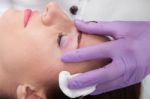 A Woman Getting Permanent Make Up Stock Photo