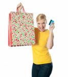 Shopping Lady With Credit Card Stock Photo