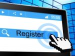 Online Register Means World Wide Web And Registering Stock Photo