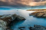 The Sunsets In The Sea Of The Coasts And Beaches Of Galicia And Asturias  Stock Photo