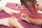 Woman Having A Manicure Stock Photo