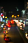 Abstract Blur Traffic And Car Lights Bokeh In Rush Hour Backgrou Stock Photo